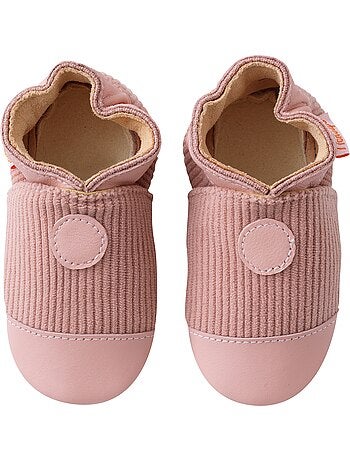 Chaussons bébé cuir souple velours