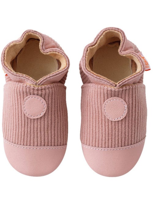 Chaussons bébé cuir souple velours - Kiabi