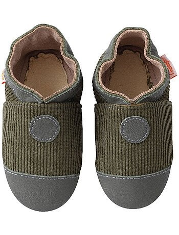 Chaussons bébé cuir souple velours