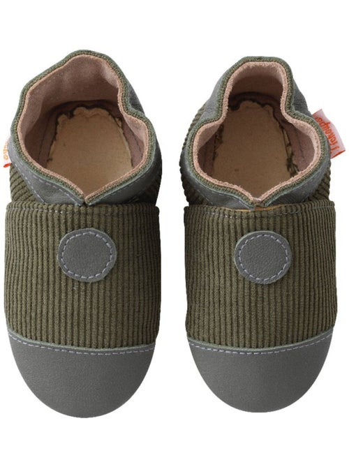 Chaussons bébé cuir souple velours - Kiabi