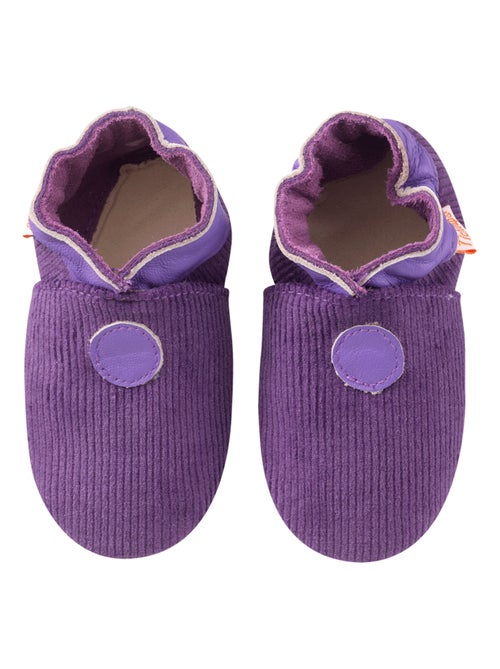 Chaussons bébé cuir souple velours - Kiabi