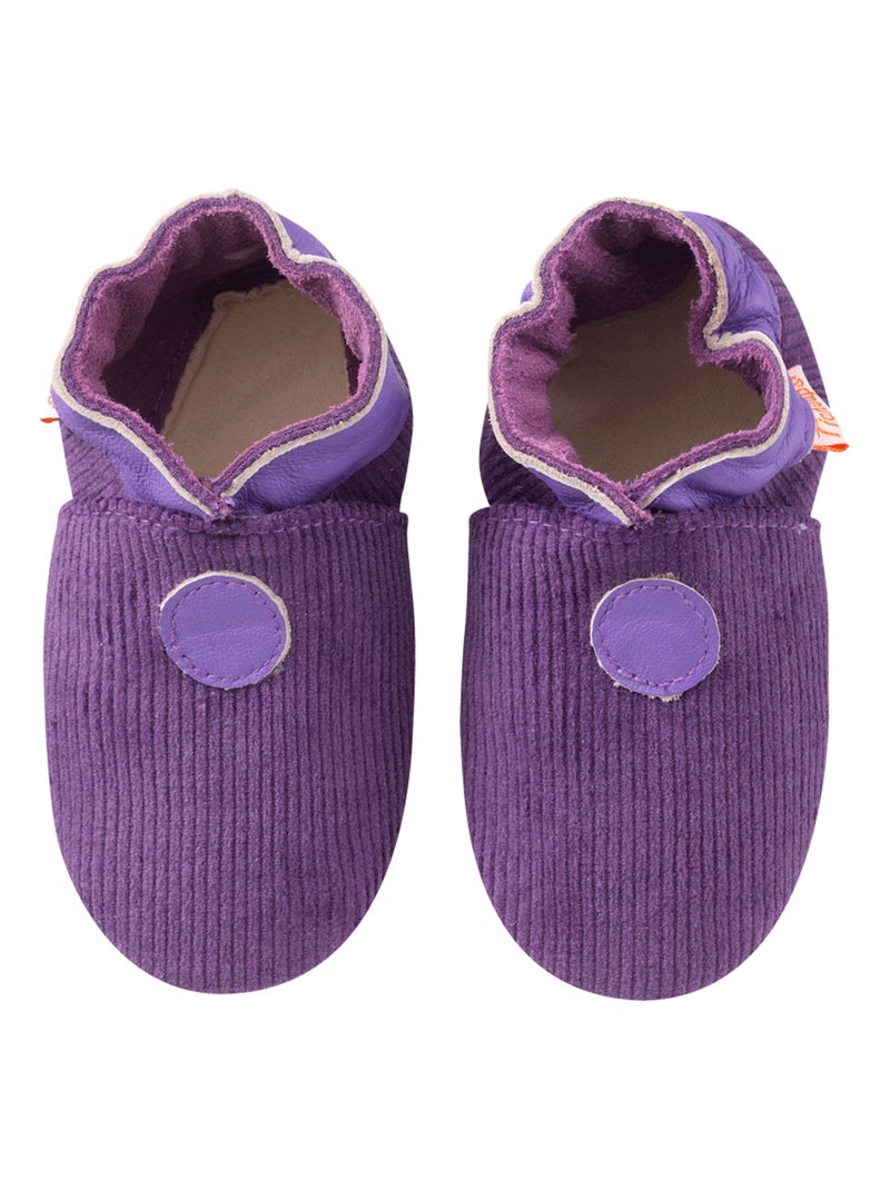 Chaussons bébé cuir souple velours Violet - Kiabi