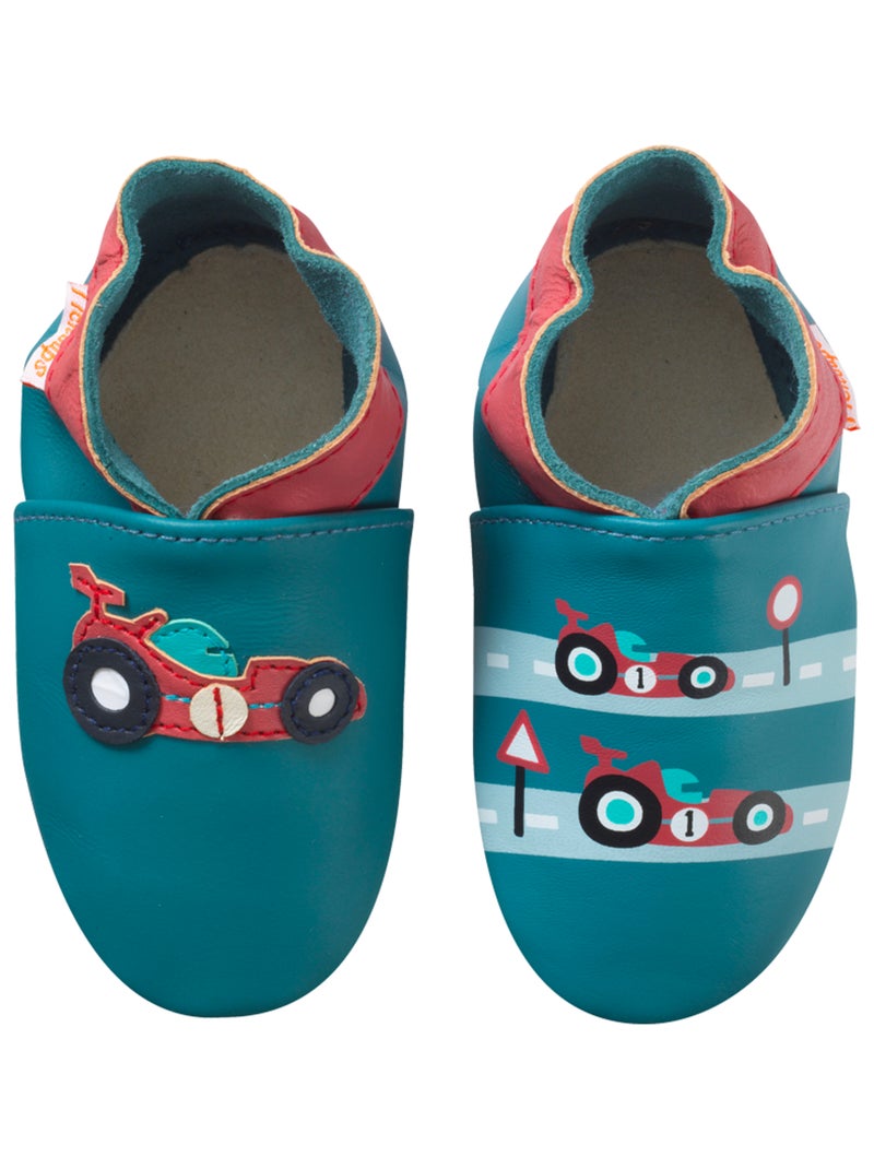 Chaussons bébé cuir souple Virgile Lacourse Bleu - Kiabi
