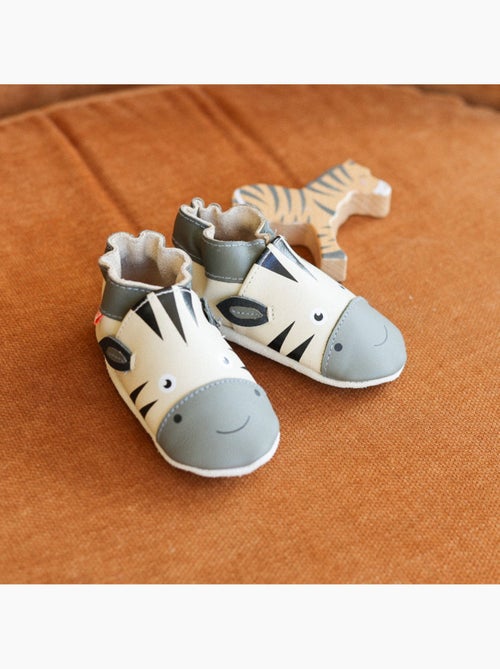 Chaussons bébé cuir souple Zack le zèbre - Kiabi