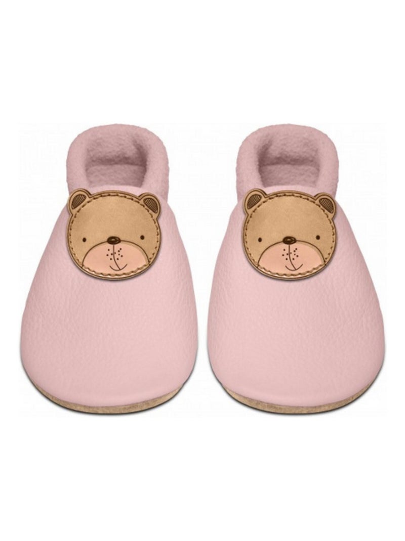 Chaussons bébé en cuir souple, OURSON SEVIRA KIDS Rose - Kiabi