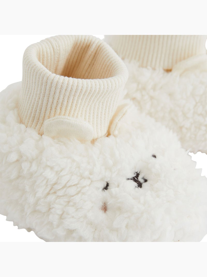 Chaussons bébé en sherpa caramel Ecru - Kiabi