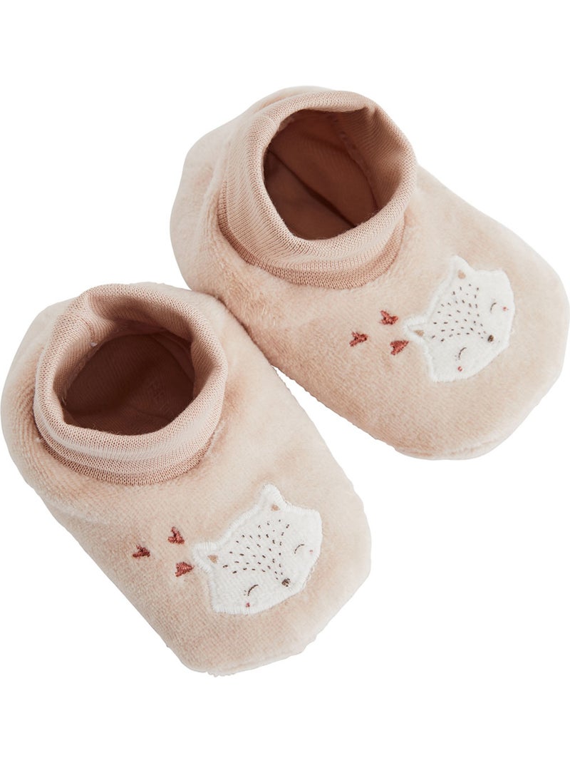 Chaussons bébé en velours Doucette Rose - Kiabi