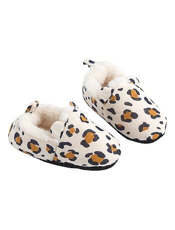 Chaussons bébé fourrés imprimé léopard - SAUTHON