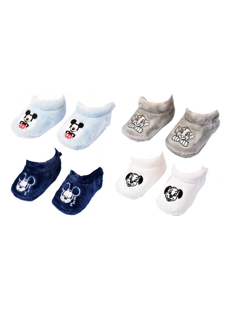 Chaussons bébé LICENCE Fantaisie - Pack de 4 Bleu Gris Blanc - Kiabi