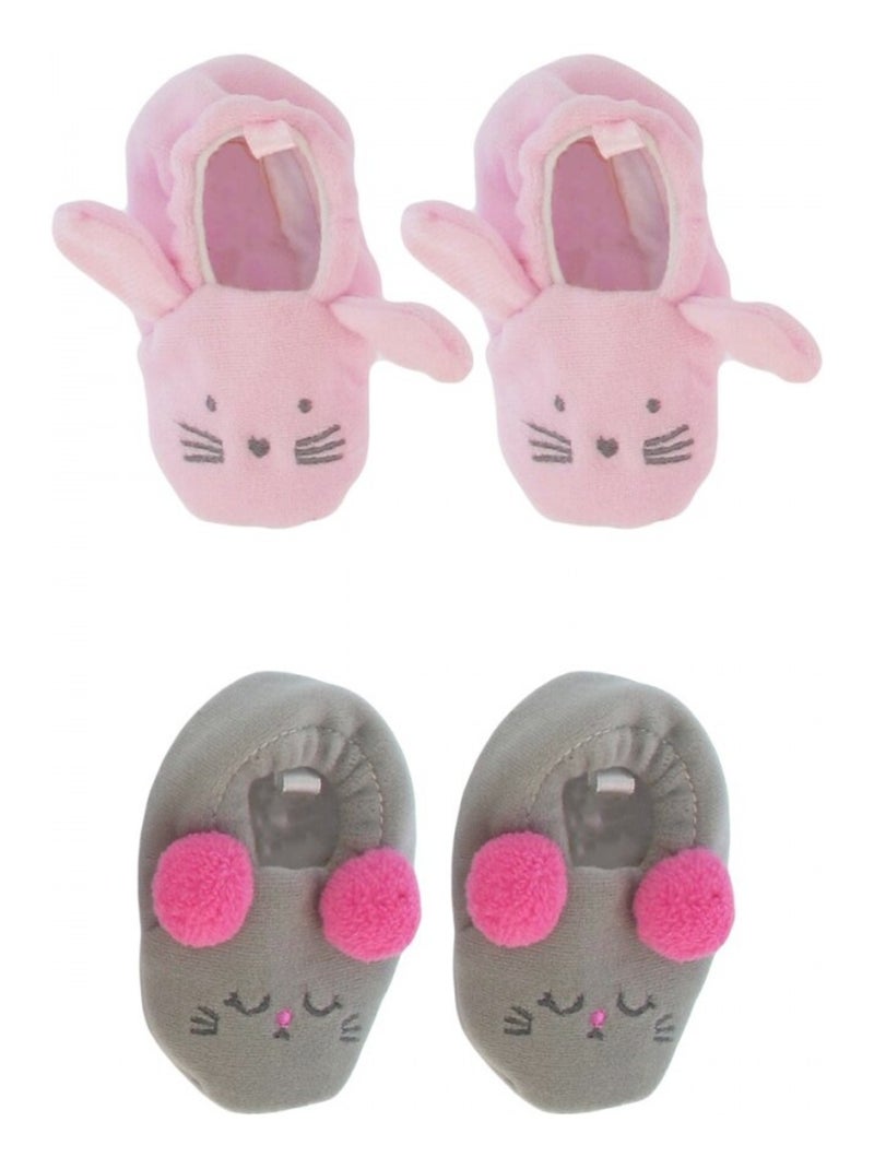 Chaussons bébé lot de 2 Rose - Kiabi