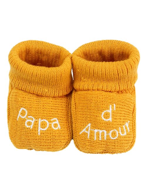 Chaussettes bébé « petit croco » moutarde 0-3 mois