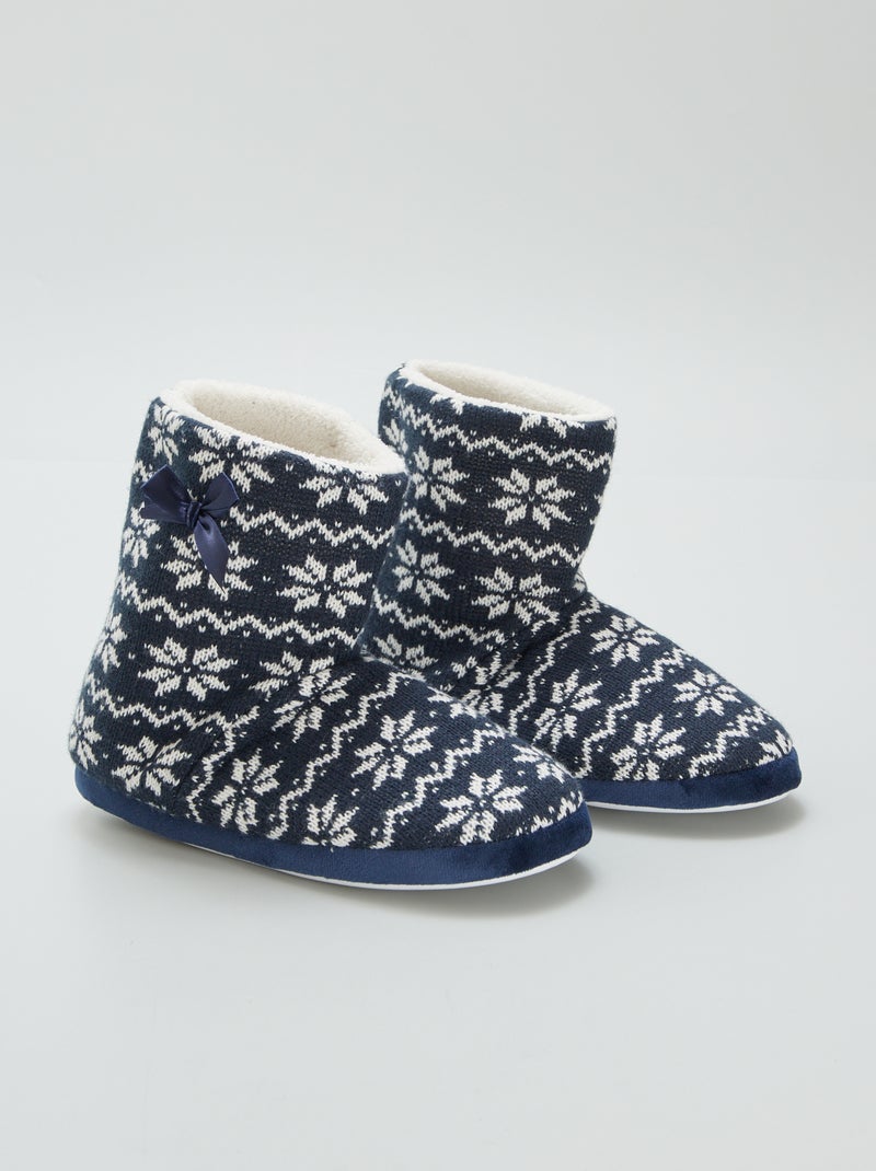 Chaussons boots à motif jacquard BLEU - Kiabi