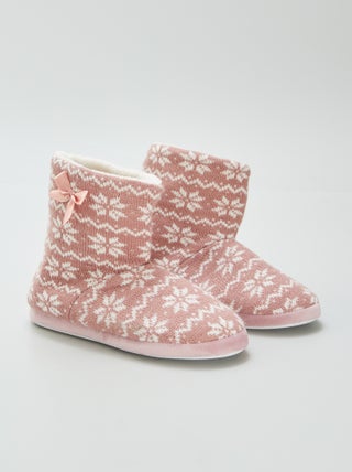 Chaussons boots à motif jacquard