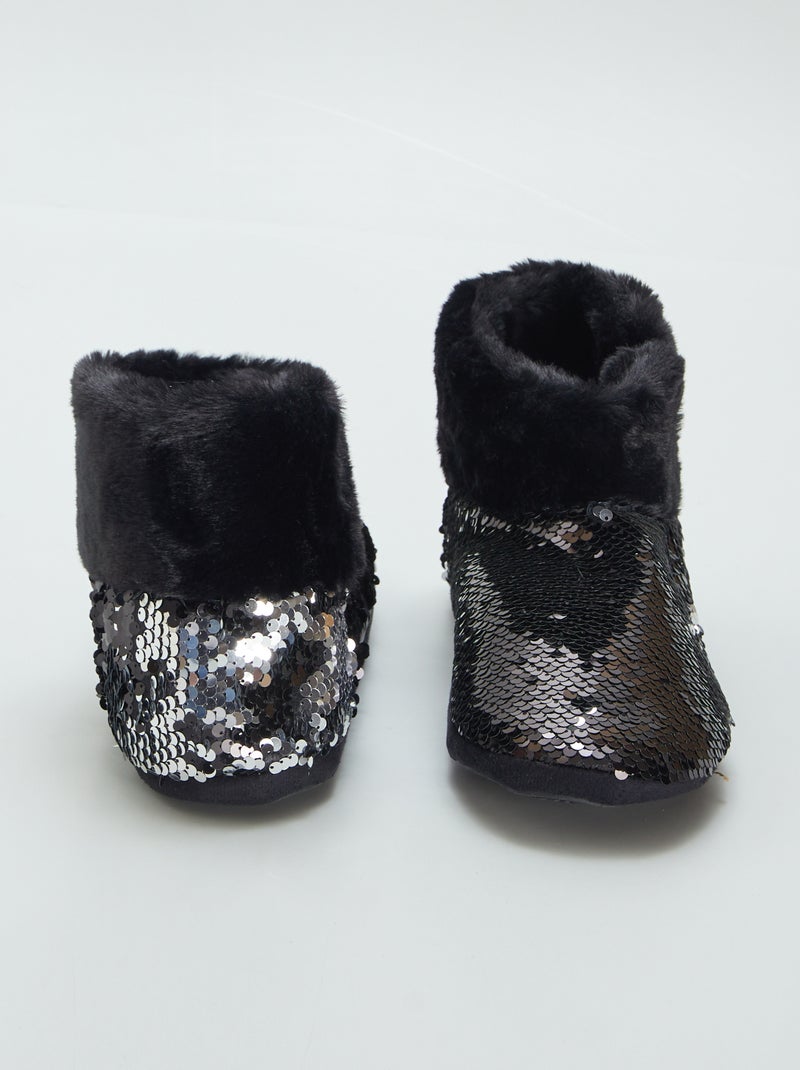 Chaussons boots à sequins Noir - Kiabi