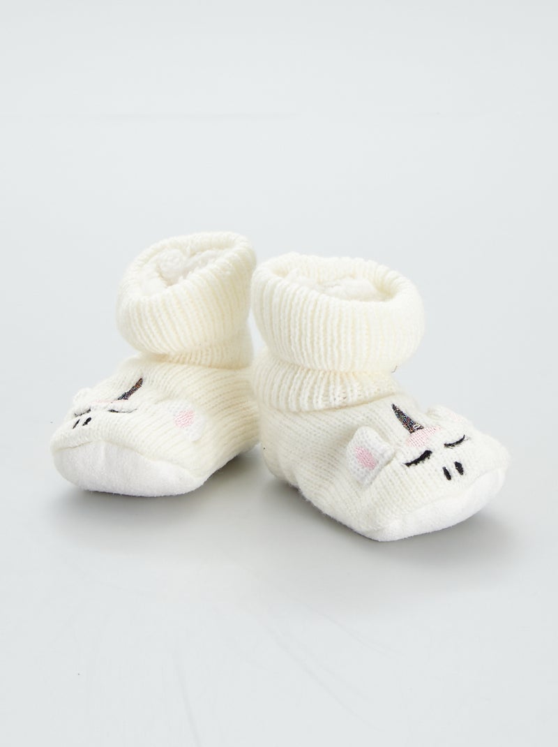 Chaussons boots 'animaux Ecru - Kiabi