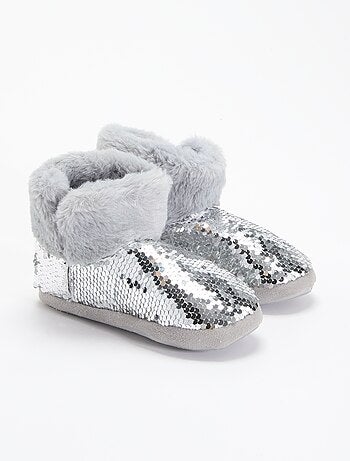 Chaussons boots effet moutonné avec sequins