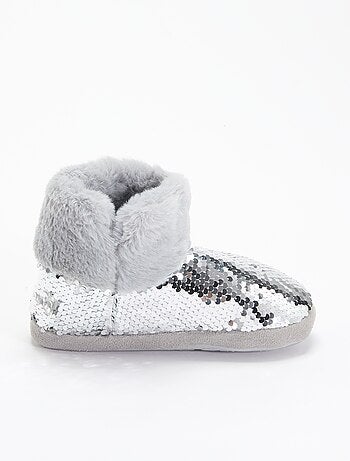 Chaussons boots effet moutonné avec sequins