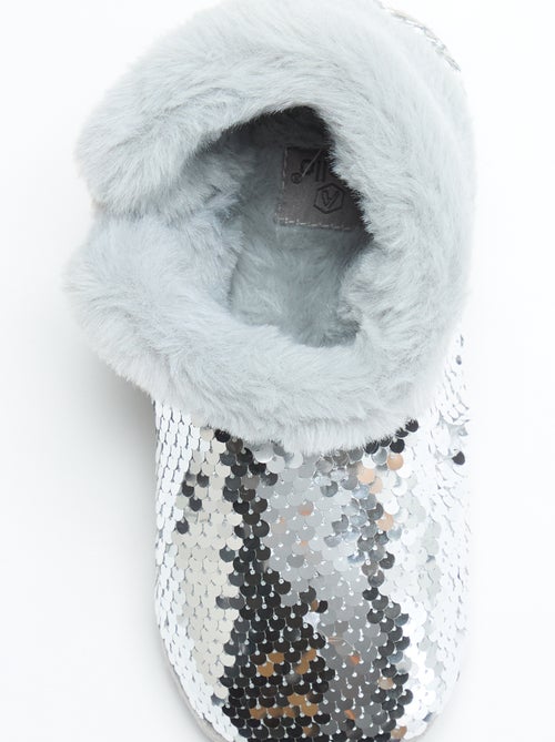 Chaussons boots effet moutonné avec sequins - Kiabi