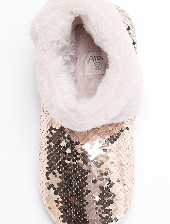 Chaussons boots effet moutonné avec sequins