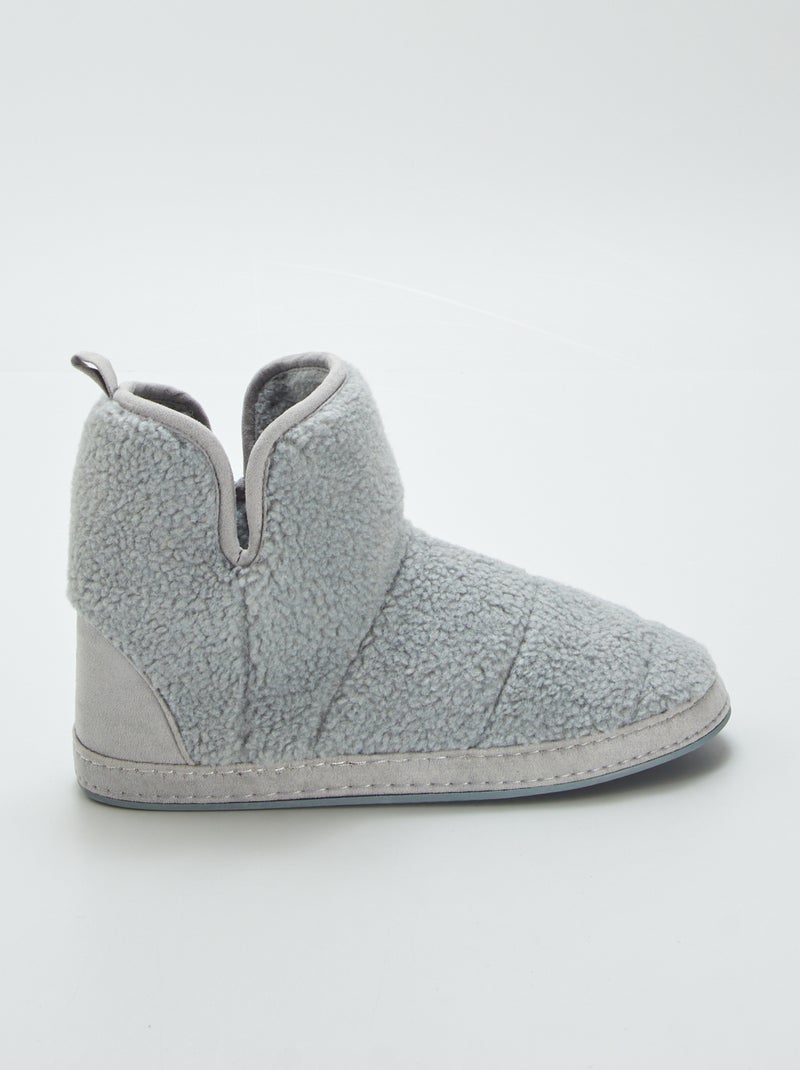 Chaussons boots effet moutonné Gris - Kiabi