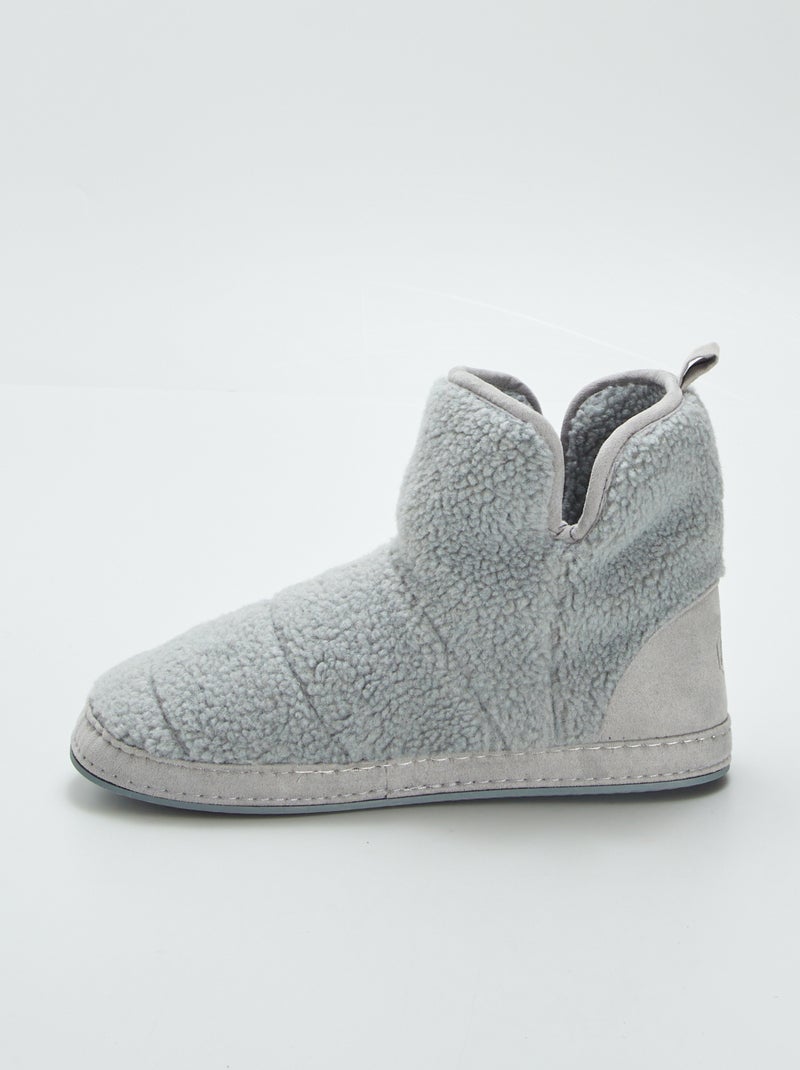 Chaussons boots effet moutonné Gris - Kiabi