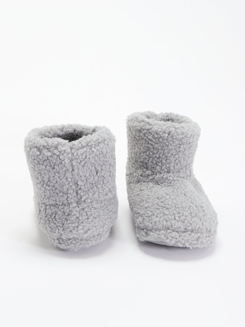 Chaussons boots effet moutonné Gris - Kiabi