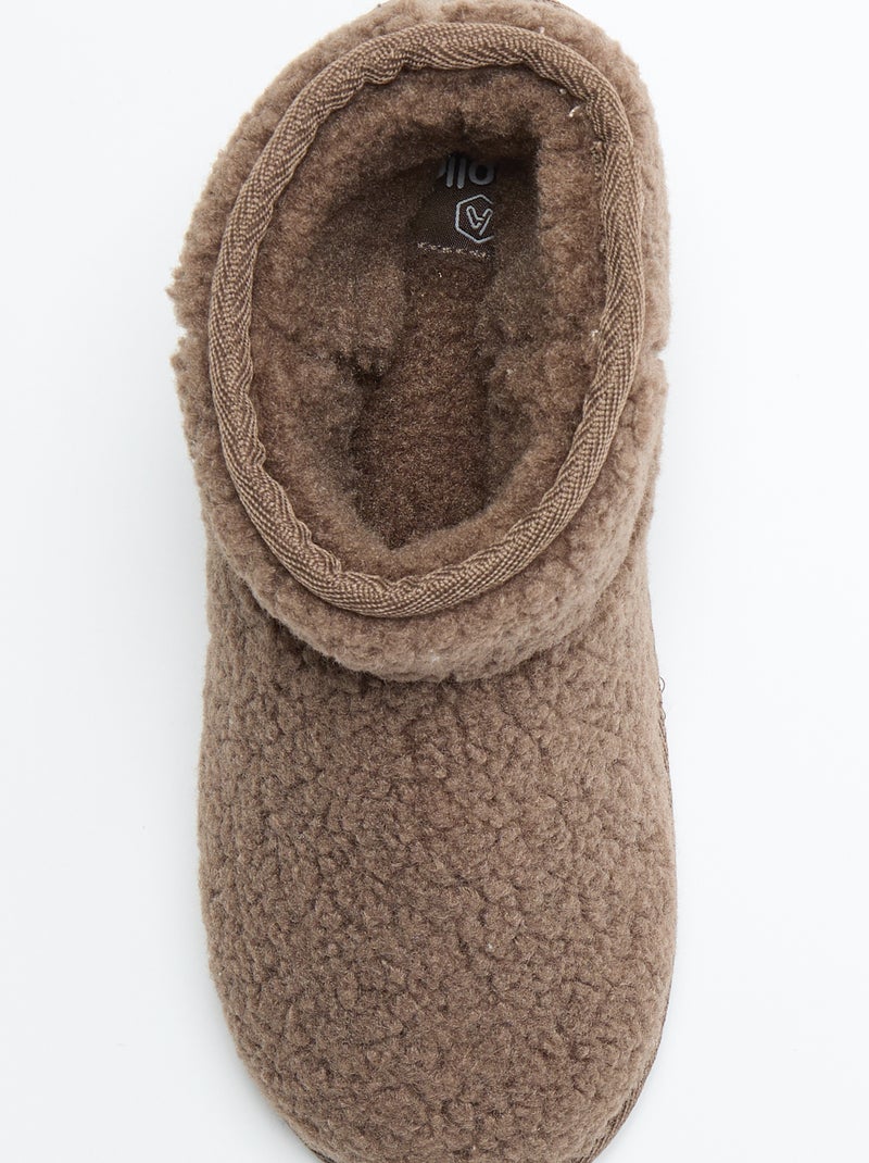 Chaussons boots effet moutonné Marron - Kiabi