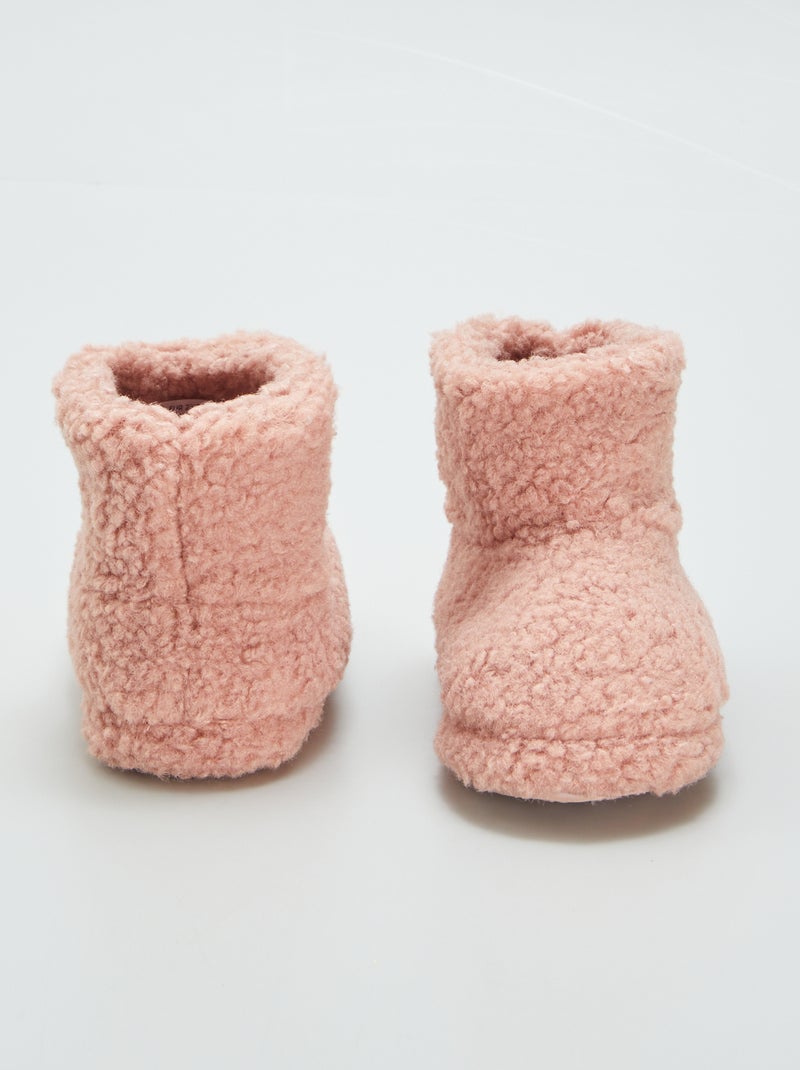 Chaussons boots effet moutonné Rose - Kiabi