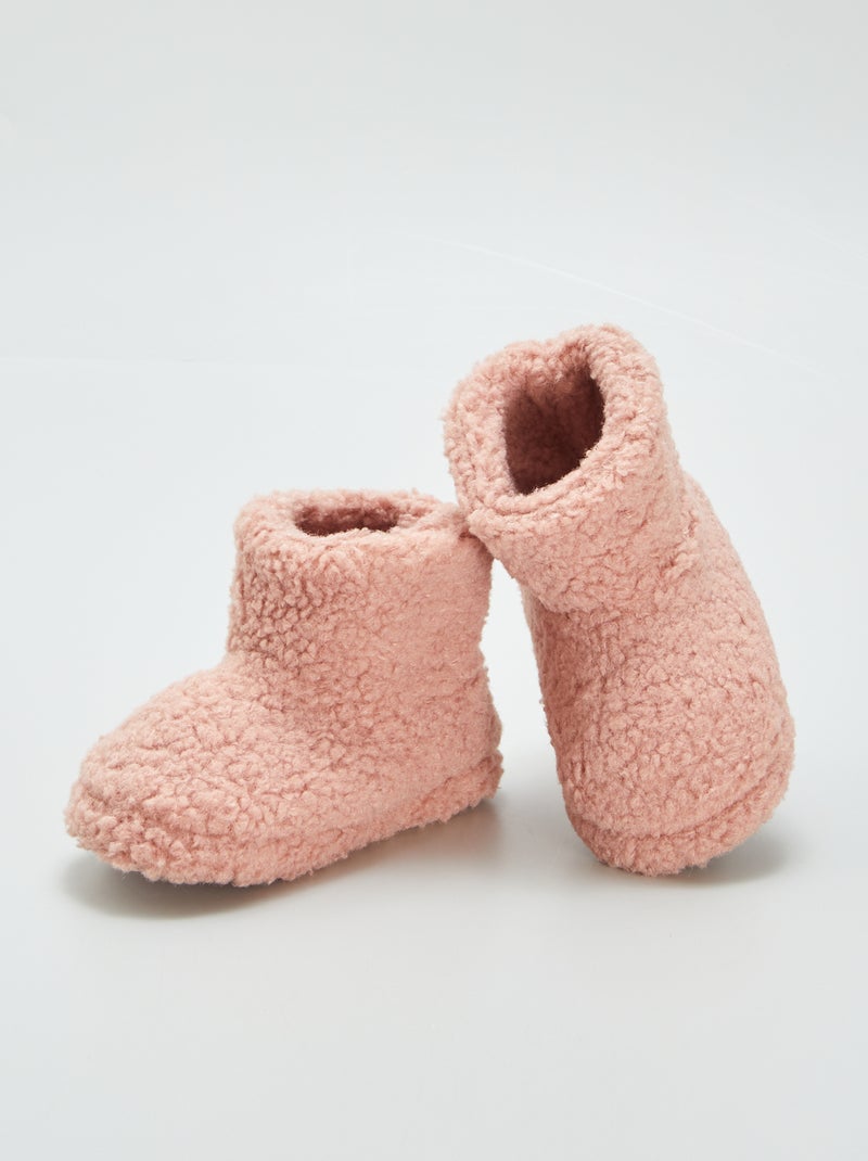 Chaussons boots effet moutonné Rose - Kiabi