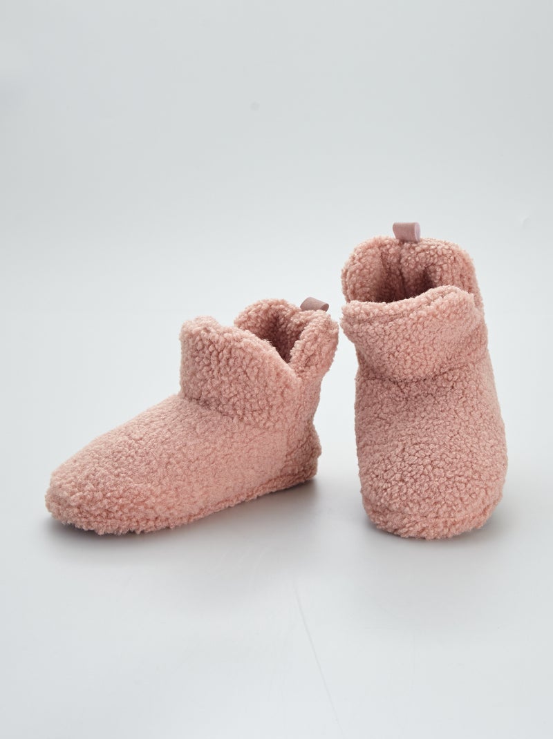 Chaussons boots effet moutonné Vieux rose - Kiabi