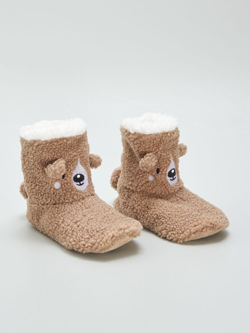 Chaussons boots en sherpa Marron - Kiabi