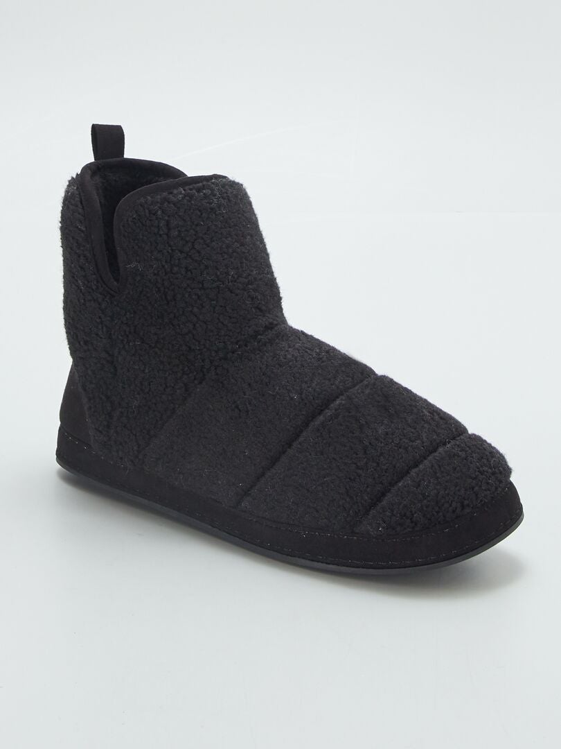 Chaussons boots en sherpa NOIR - Kiabi