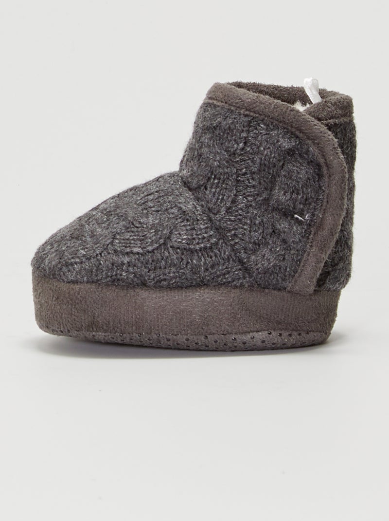 Chaussons boots en tricot Gris - Kiabi
