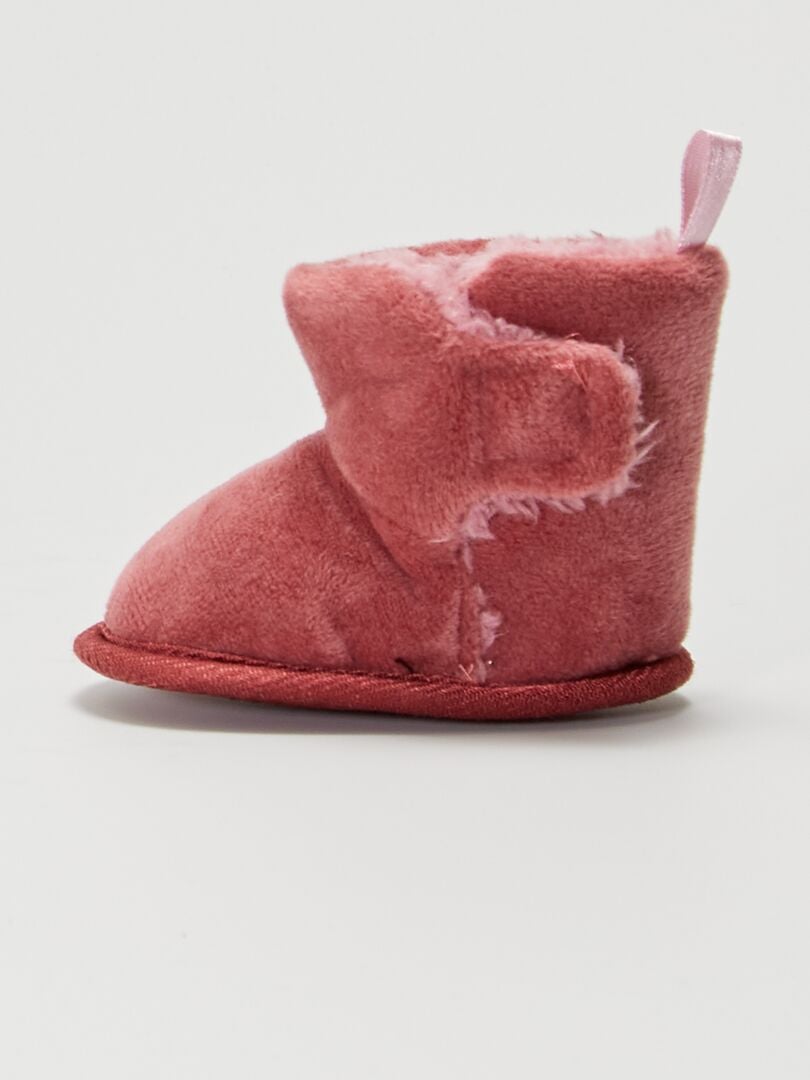 chaussons cuir rose et chocolat