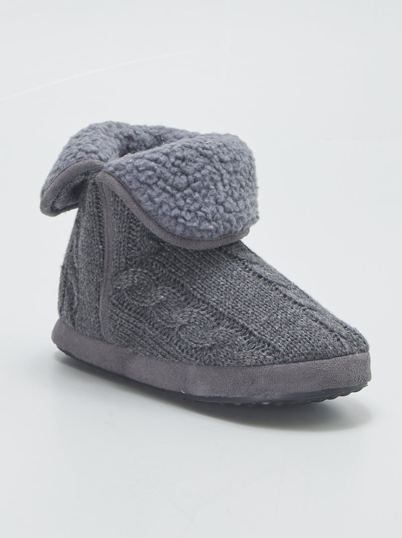 Chaussons boots fourrées Gris - Kiabi