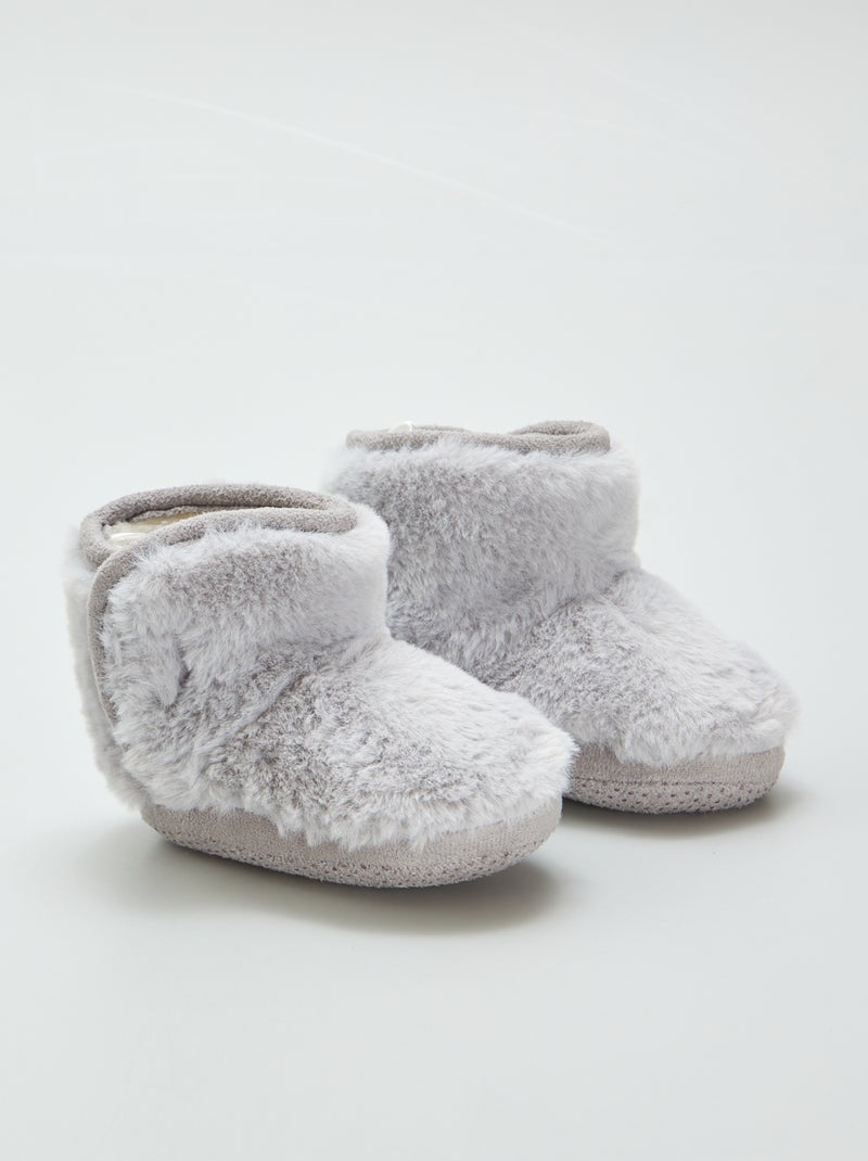 Chaussons boots fourrés Gris - Kiabi