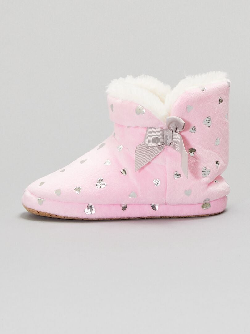 Chaussons boots fourrés rose - Kiabi