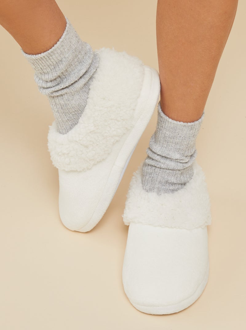 Chaussons botillons en fourrure Ecru - Kiabi