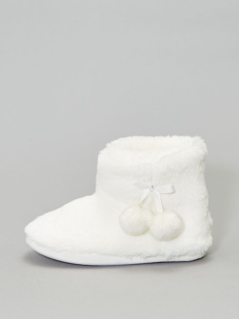 SOLDES - Chaussons bottes bébé fille hiver - botte blanche bébé