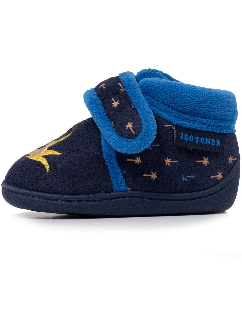 Chaussons bottillons à fermeture à scratch, bon maintien du bébé garçon isotoner Bleu marine - Kiabi