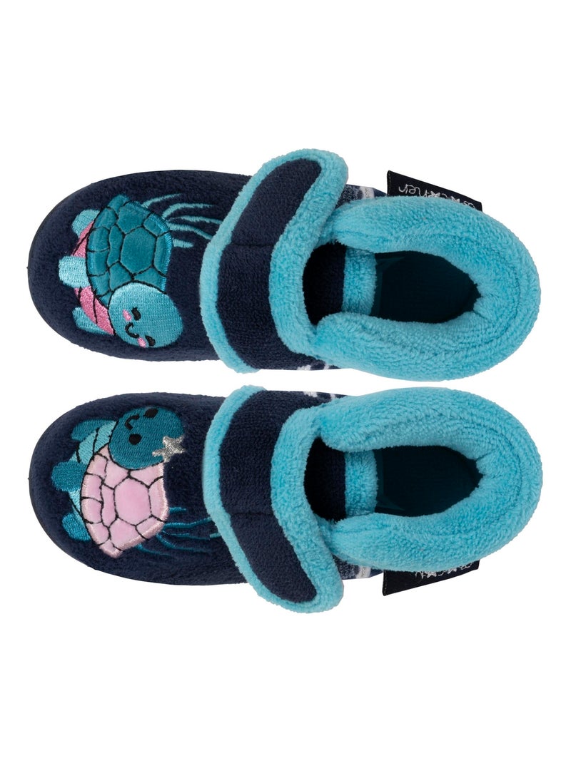 Chaussons bottillons à scratch, bon maintien du pied, semelle antidérapante bébé fille Isotoner Bleu marine - Kiabi