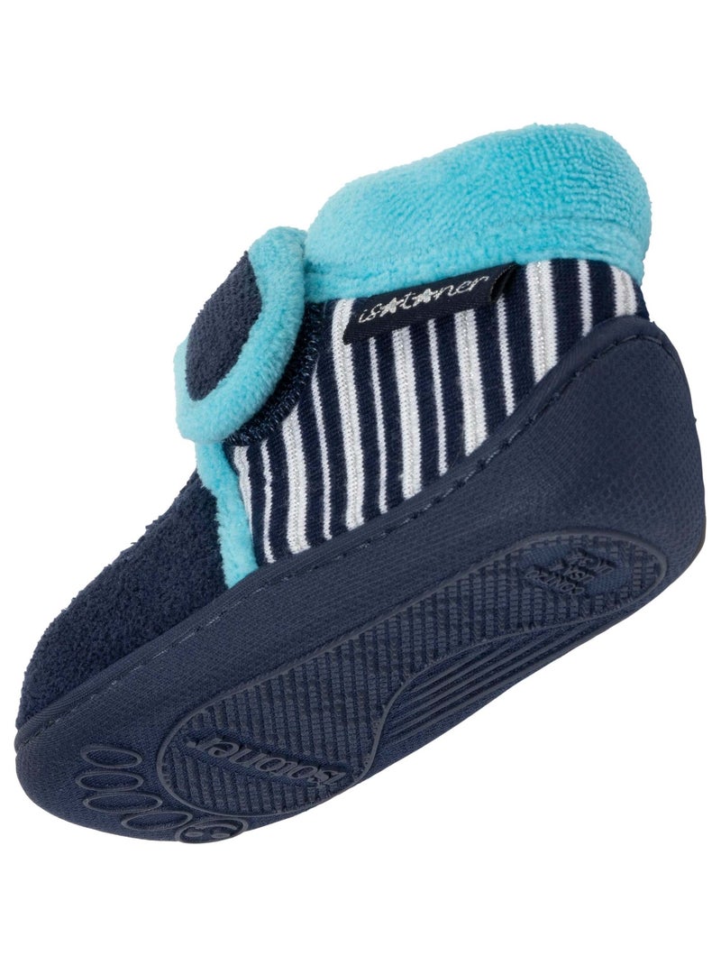 Chaussons bottillons à scratch, bon maintien du pied, semelle antidérapante bébé fille Isotoner Bleu marine - Kiabi