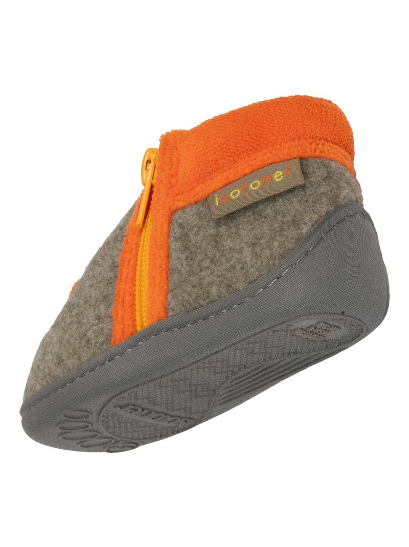 Chaussons bottillons à zip, bon maintien du pied, bébé garçon Isotoner Kaki - Kiabi
