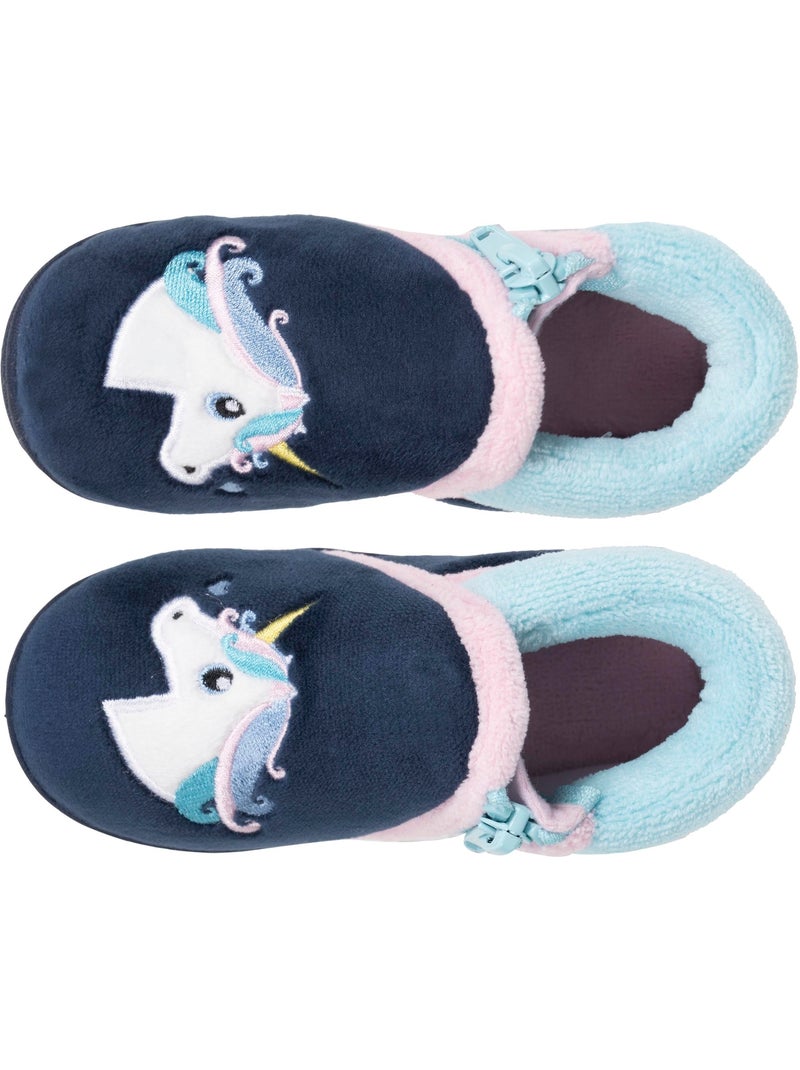 Chaussons bottillons à zip, faciles à enfiler, bon maintien bébé fille Isotoner Bleu marine - Kiabi
