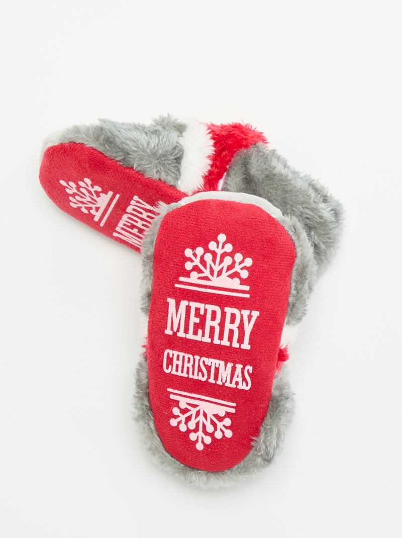 Chaussons bottillons animaux 'Noël' Gris - Kiabi