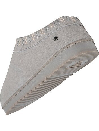 Chaussons bottillons dessus cuir, semelle confort femme isotoner