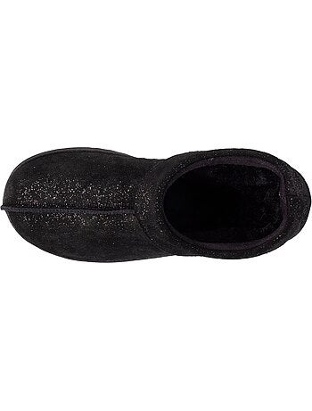 Chaussons bottillons dessus cuir, semelle confort femme isotoner