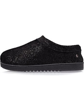 Chaussons bottillons dessus cuir, semelle confort femme isotoner