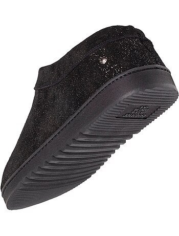 Chaussons bottillons dessus cuir, semelle confort femme isotoner