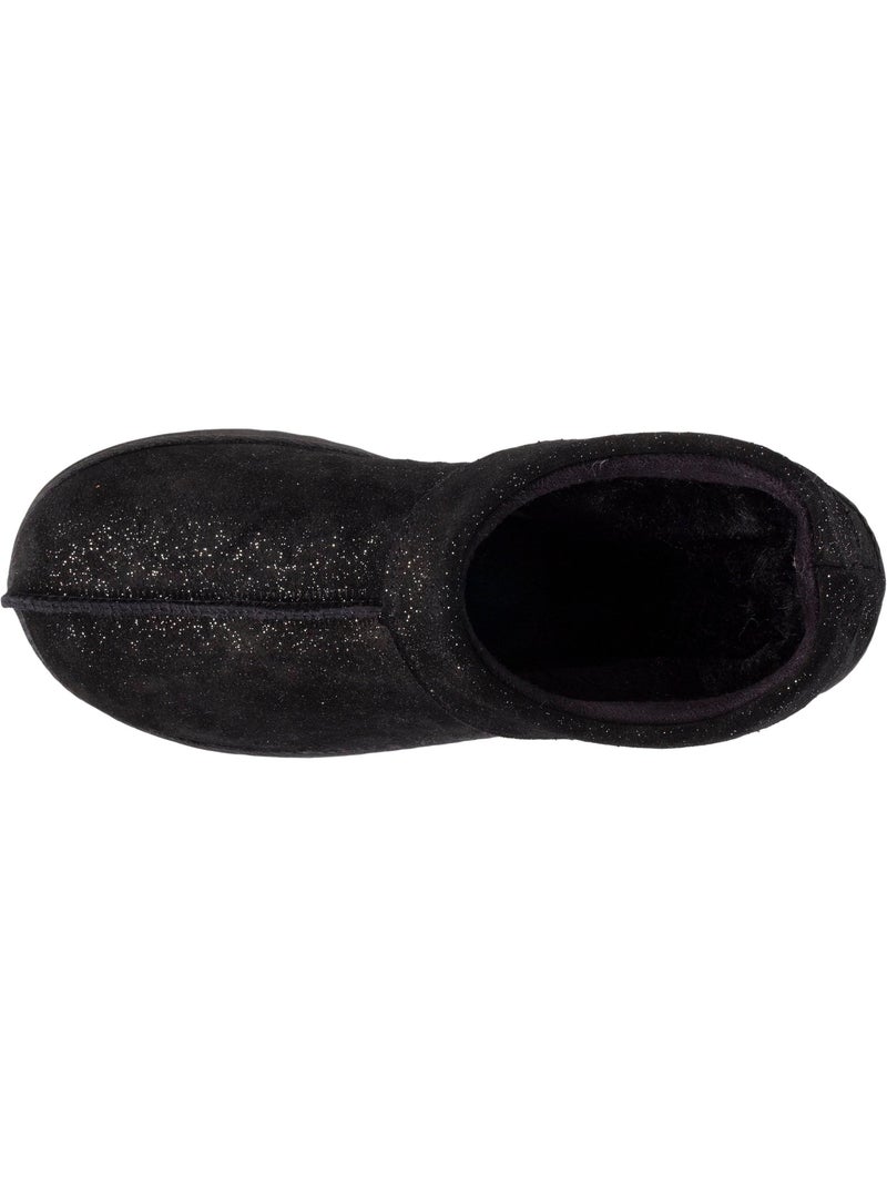Chaussons bottillons dessus cuir, semelle confort femme isotoner Noir Gris Noir - Kiabi